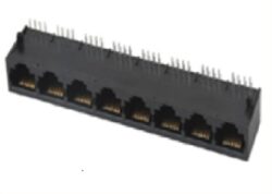 Modular Stecverbinder RJ45: SM C04 0060 88 HN - Schmid-M: Modular Stecverbinder RJ45: SM C04 0060 88 HN Steckverbinder 8xRJ45, Side Entry PCB 8xJack 8P8C Plastic Shield Tab Down ~ Tyco  5558505-1